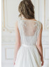 Boat Neck Beaded Ivory Lace Chiffon Wedding Dress Boat Neck Beaded Ivory Lace Chiffon Wedding Dress